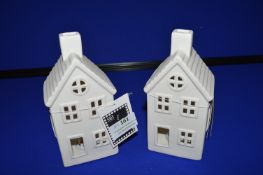 *2x Light-Up LED Porcelain Houses