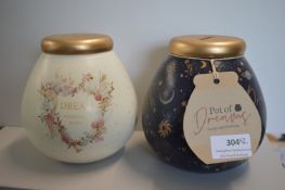 *2x Pot of Dreams Hand Decorated Moneyboxes