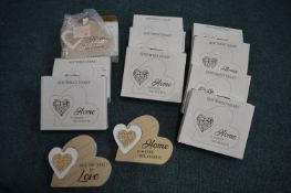 *12x Home is Where the Heart is Wooden Wall Plaques
