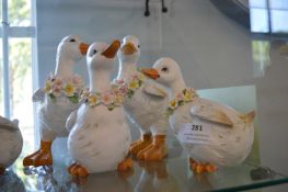 *4x Flowery Duck Ornaments