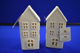 *2x Hares & Graces Light-Up Porcelain Houses