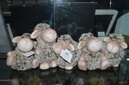 *5x Grey Woolly Sheep Shelf Ornaments