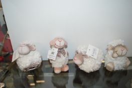 4x Woolly Sheep Shelf Ornaments