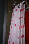 *Pair of Pink Heart Door Curtains with Eyelet Tops