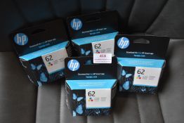 *4x HP 62 Tricolour Ink Cartridges