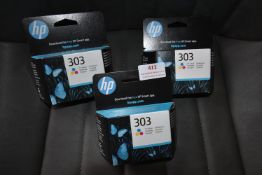 *3x HP 303 Tricolour Ink Cartridges