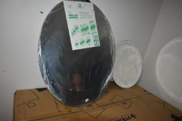 *Drilled Oval Mirror 4mm 70x55cm and Small Circular Mirror 45cm (AF, scratched)