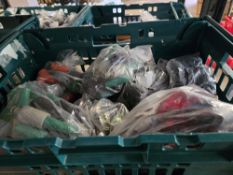 Box of Assorted Screw Drivers, Hook, Garden Hose Accessories, etc.