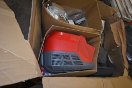 *Box of Assorted LED Lights, Installation Boxes, Thermostats, etc.