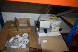 Mixed Lot Containing Plastic Dome Caps, Light Bulbs, and PSU Boxes