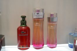 3x Lacoste Testers 2x Touch of Pink, and 1x Junior