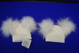 *2x My Little Chick White Bobble Hat One Size