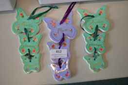 *3x Ceramic Butterfly Wall Plaques