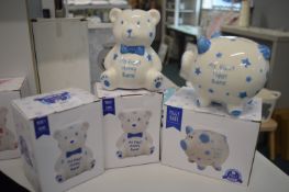 *2x Teddy Money Banks, and 1x Piggybank
