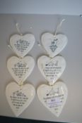 *6x Ceramic Heart Plaques