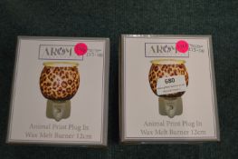 *2x Aroma Animal Print Plug-In Wax Melt Burners