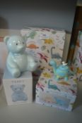*Petit Cheri Dinosaur Baby Keepsake Box, Tooth & Curl Set, and Teddy Money Bank