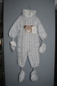 *Mayoral Newborn Grey Quilted All in One with Mittens and Booties Size: 6-9 Months
