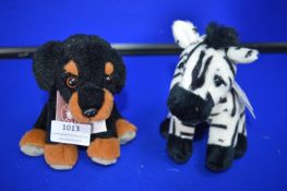 *2x Charlie Bear Cuddle Cubs Rottie Dog and Zebra