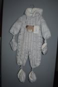 *Mayoral Newborn Grey Quilted All in One with Mittens and Booties Size: 4-6 months