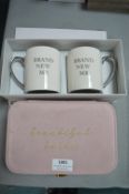 *Beautiful Bride Pink Plush Jewellery Box, and Brand New Mr & Mr Mugs