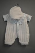 *Vivaki Blue & White One-Piece Suit with Hat Size: 0-3 months