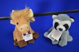 *2x Charlie Bear Cuddle Cubs Highland Cow and Racoon