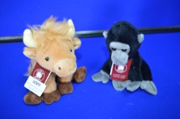 *2x Charlie Bear Cuddle Cubs Highland Cow and Gorilla