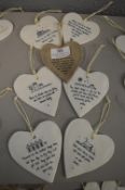*7x Porcelain Heart Plaques