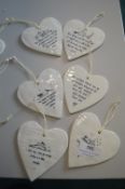 *6x Ceramic Heart Plaques