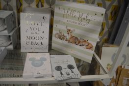 *Little Wren Hello Baby Record Book, Disney Milestone Cards, and a Plaque