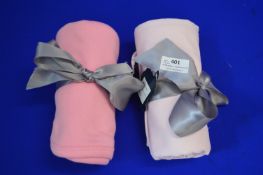 *2x Pink Fleecy Baby Blankets