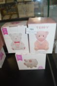 *2x Pink Teddy Bear Money Banks, and a Piggybank