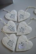 *6x Ceramic Heart Plaques