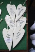 *6x Assorted Ceramic Heart Plaques