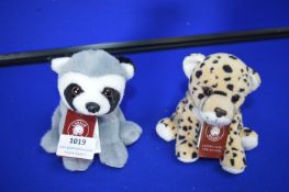 *2x Charlie Bear Cuddle Cubs Racoon and Leopard