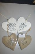 *4x Ceramic Heart Plaques