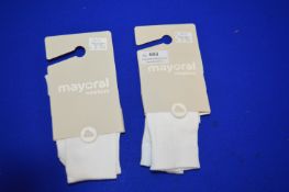 *2x Pairs of Mayoral Newborn Baby Socks Size: 3 months