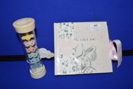 *Disney Hello Baby Girl Photo Album, and a Wooden Rattle