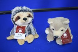 *2x Charlie Bear Cuddle Cubs Sloth and Wolf
