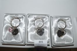 *3x Heart Keyrings