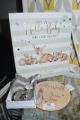 *Little Wren Hello Baby Record Books, Silver Plated Moon & Stars, and a Rabbit Plaque