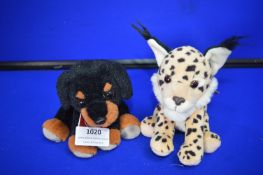 *2x Charlie Bear Cuddle Cubs Rottie Dog and Lynx