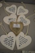 *7x Porcelain Heart Plaques