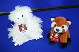 *2x Charlie Bear Cuddle Cubs Yeti and Racoon
