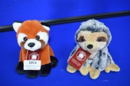 *2x Charlie Bear Cuddle Cubs Red Panda and Sloth