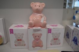 *3x Pottery Teddy Money Banks