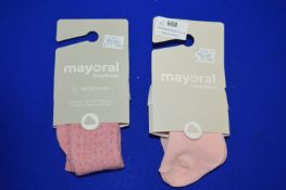 *2x Pairs of Mayoral Newborn Baby Socks Size: 0 months