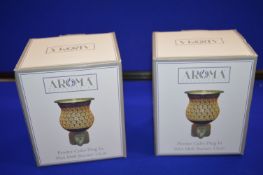 *2x Aroma Pewter Cube Plug-in Wax Melt Burners