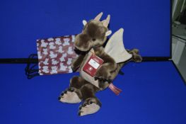 *Charlie Bears Bearhouse Collection Clubs the Dragon with Drawstring Bag